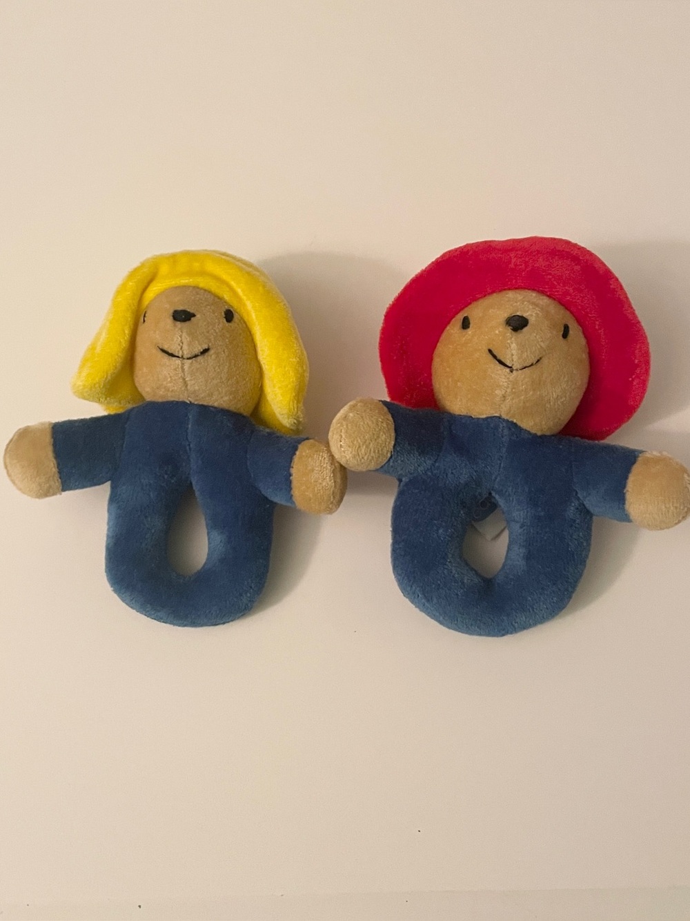Vintage Eden Paddington Bear Plush Ring Rattle Set Red & Yellow Hat
